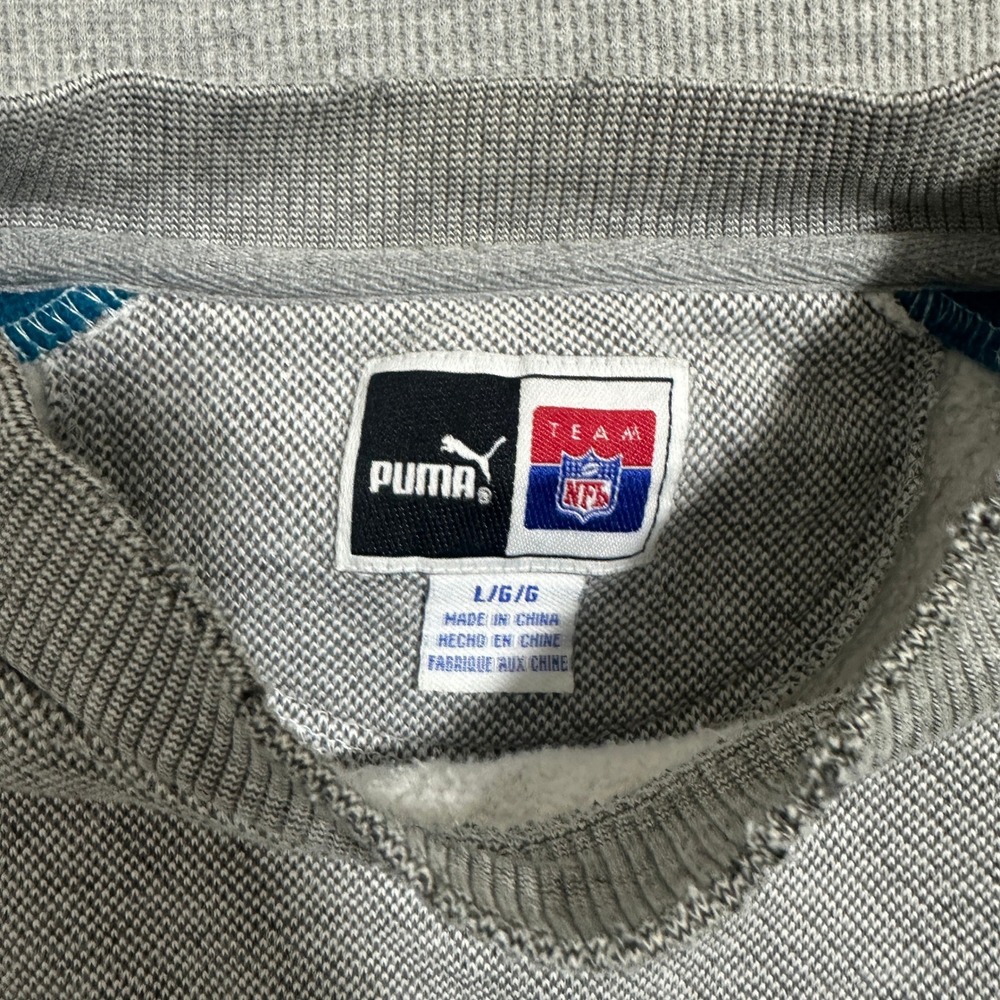 Thrashed Puma Jacksonville Jaguars NFL Crewneck Sweatshirt Teal Gray Mens Large - Picture 5 of 9